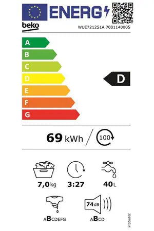 Lave-linge hublot Beko WUE7212S1A Beko