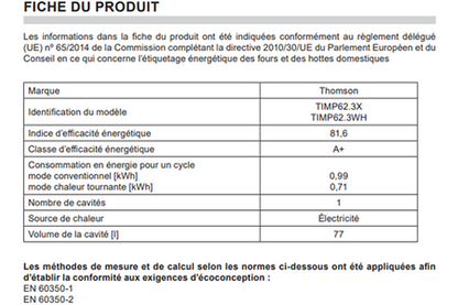 Cuisinière mixte Thomson TMMP62.3+1X Thomson