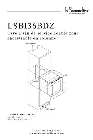 Cave de service La Sommeliere LSBI36BDZ La Sommeliere