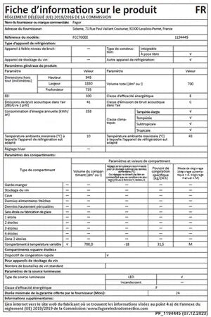 Congélateur coffre Fagor FCC700EE Fagor