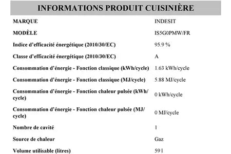 Gaziniere Indesit 50cm Gaz Blanc - IS5G0PMW/FR Indesit