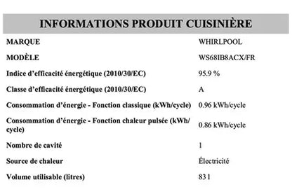 Cuisinière induction Whirlpool WS68IB8ACX/FR Whirlpool