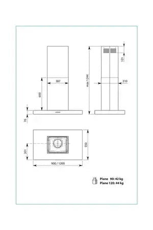 Hotte décorative murale Falmec PLANE1430 NRS MURAL 90 INOX Falmec