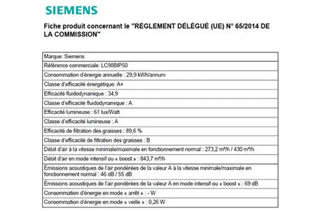 Hotte décorative murale Siemens LC98BIP50 Siemens