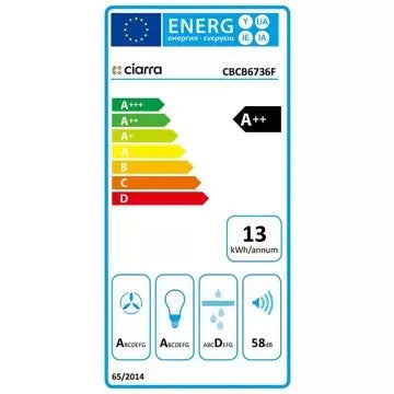 Hotte décorative murale inclinée							CIARRA				CD6736FB GUERIN ELECTROMENAGER