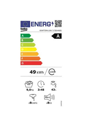 Lave-linge hublot BEKO B3WFT594110W Beko