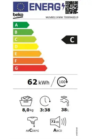 Lave-linge hublot BEKO WUV8011XWW Beko