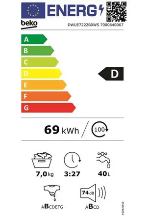 Lave-linge hublot Beko DWUE7222B0WS AQUAWAVE Beko