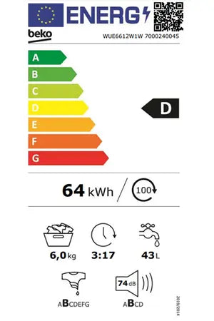 Lave-linge hublot Beko WUE6612W1W Beko