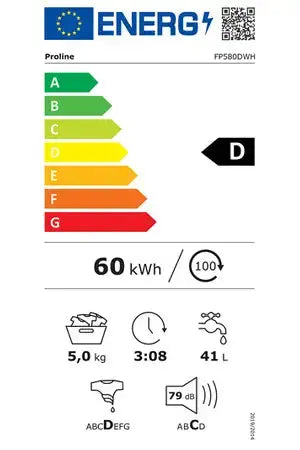 Lave-linge hublot PROLINE FP580DWH Proline