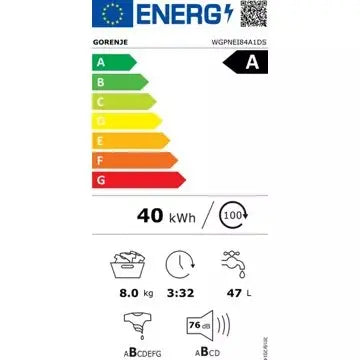 Lave linge hublot 							GORENJE				WGPNEI84A1DS GUERIN ELECTROMENAGER