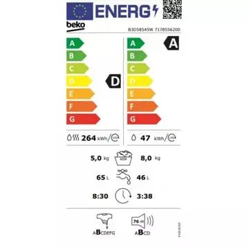 Lave linge séchant hublot 							BEKO				B3D58545W GUERIN ELECTROMENAGER