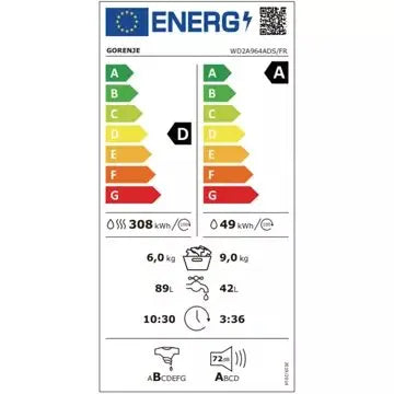 Lave linge séchant hublot 							GORENJE				WD2A964ADS/FR GUERIN ELECTROMENAGER