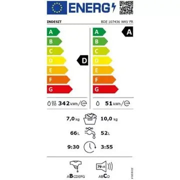 Lave linge séchant hublot 							INDESIT				BDE107436WKVFR GUERIN ELECTROMENAGER