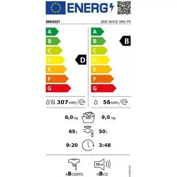 Lave linge séchant hublot 							INDESIT				BDE96435WKVFR GUERIN ELECTROMENAGER