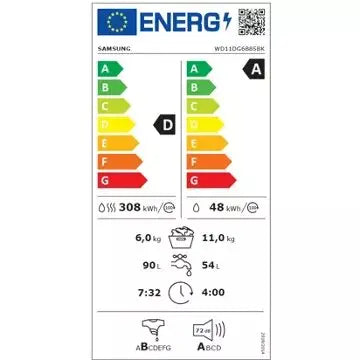 Lave linge séchant hublot 							SAMSUNG 				WD11DG6B85BKU3 GUERIN ELECTROMENAGER