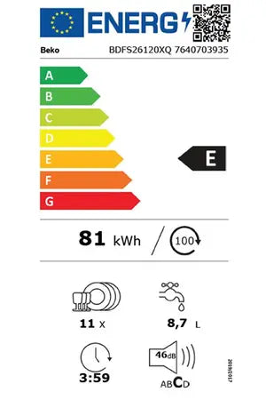 Lave-vaisselle Beko BDFS26120XQ Beko