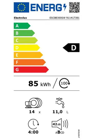 Lave-vaisselle Electrolux ESC88300SW - encastrable 60 cm Electrolux