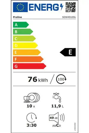 Lave-vaisselle Proline SDW4910SL Proline