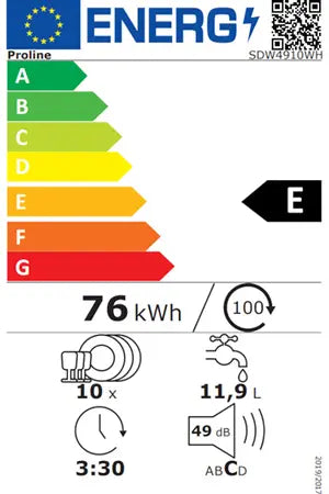 Lave-vaisselle Proline SDW4910WH Proline