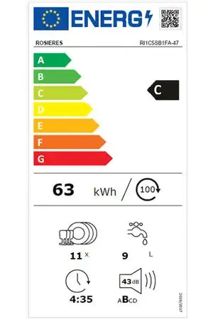 Lave-vaisselle Rosieres RI1C5SB1FA-47 - ENCASTRABLE 45 cm Rosieres