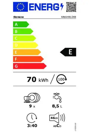 Lave-vaisselle Siemens SR61HX12KE - encastrable 45 cm Siemens