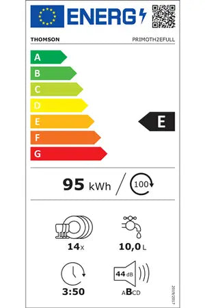Lave-vaisselle Thomson PRIMOTH2EFULL - encastrable 60cm Thomson
