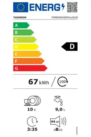 Lave-vaisselle Thomson THPRIMO45DFULLSLID - encastrable 45cm Thomson