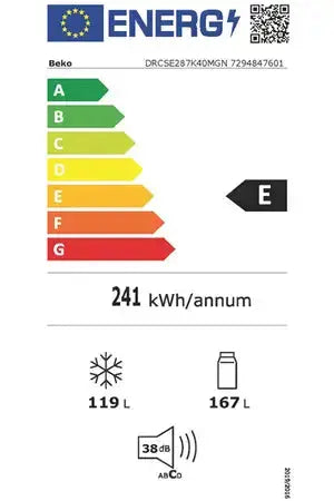 Réfrigérateur congélateur en bas Beko DRCSE287K40MGN Beko