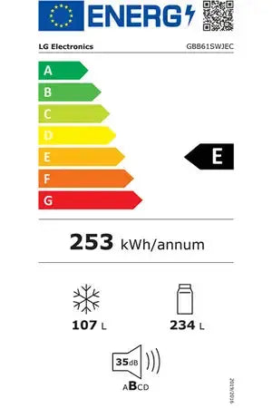 Réfrigérateur congélateur en bas Lg GBB61SWJEC Lg