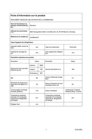 Refrigerateur congelateur en bas Siemens KG49NXXCF Siemens