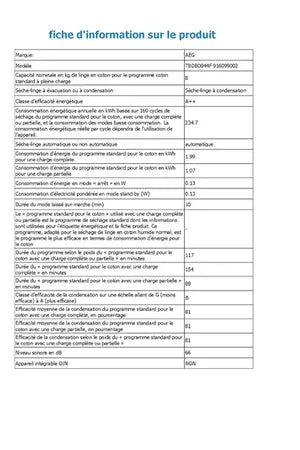 Sèche-linge Aeg T8DBD844F Aeg