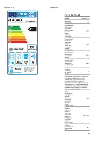 Sèche-linge Asko TDC1481HC.S Asko