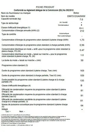 Sèche-linge Beko DM7512GA0WW Beko