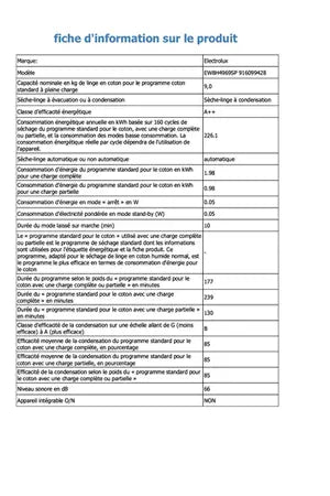 Sèche-linge Electrolux EW8H4969SP Electrolux