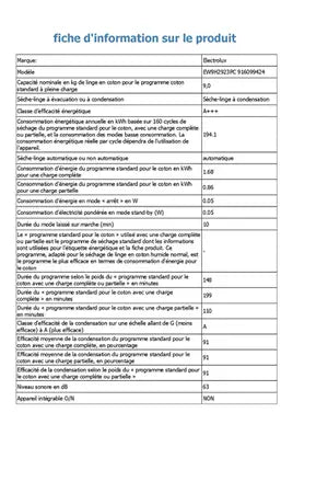 Sèche-linge Electrolux EW9H2923PC Electrolux