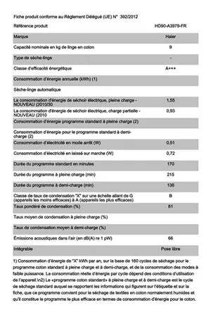 Sèche-linge Haier HD90-A3979 Haier