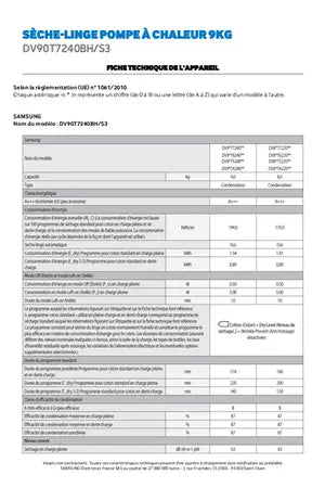 Sèche-linge Samsung DV90T7240BH Samsung