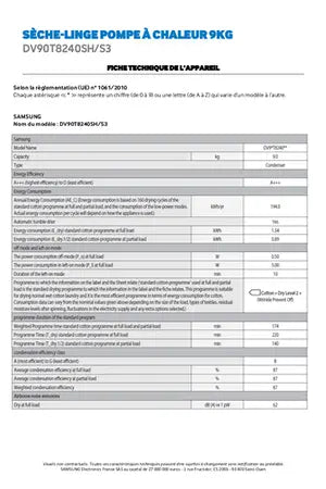 Sèche-linge Samsung DV90T8240SH Samsung